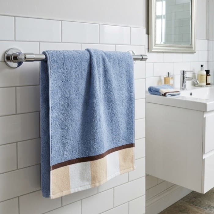 Toalla baño azul cenefa beige 100 x 150 - 2