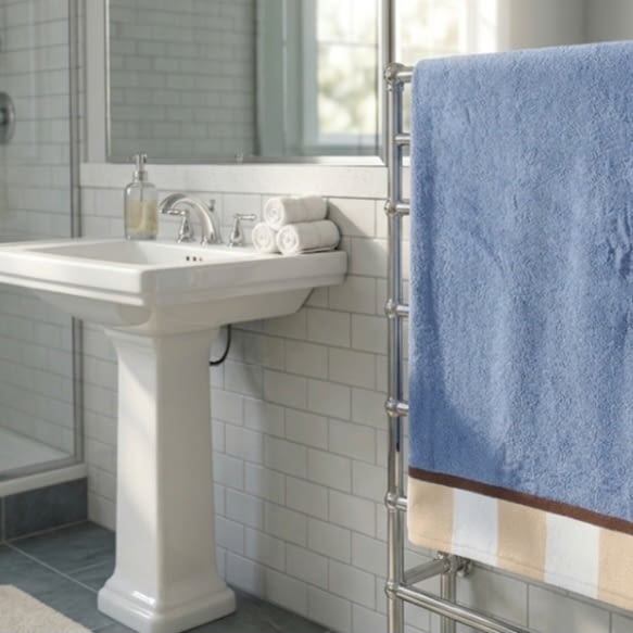 Toalla baño azul cenefa beige 100 x 150 - 3