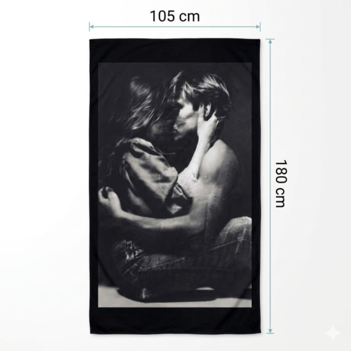 Toalla de playa negra in love 105 x 180 - 1