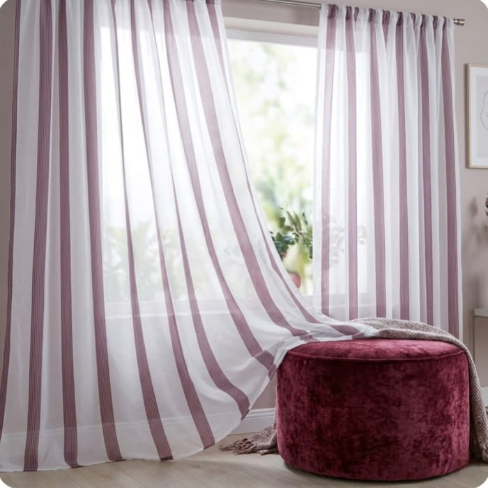 SÚPER OFERTA!!! Tela visillo rayas granates 300 - 3