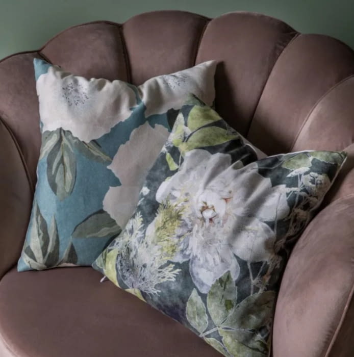 Cojines flores azul y gris 45 x 45 - 2