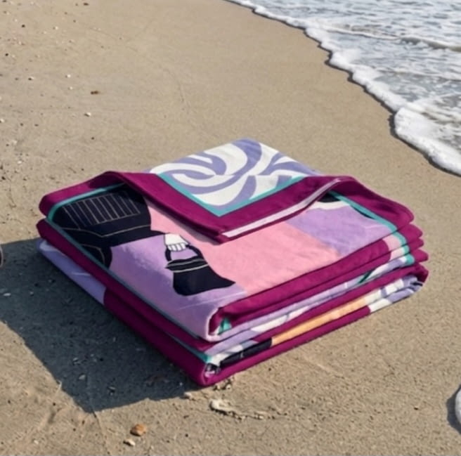 Toalla playa terciopelo rosa 75 x 160 - 2