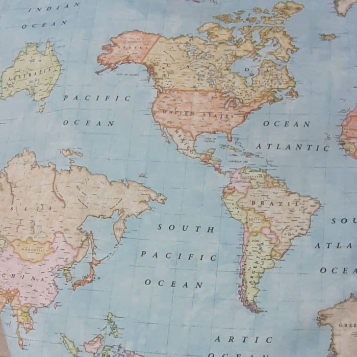 Tela loneta de mapamundi azul 280 - 2