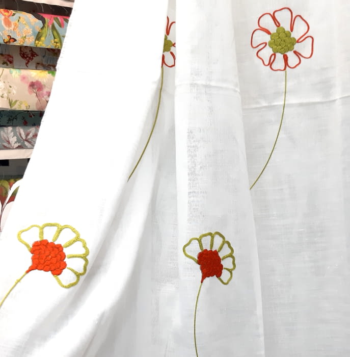 Tela Visillo lino girasoles OFERTA DEL MES! - 1