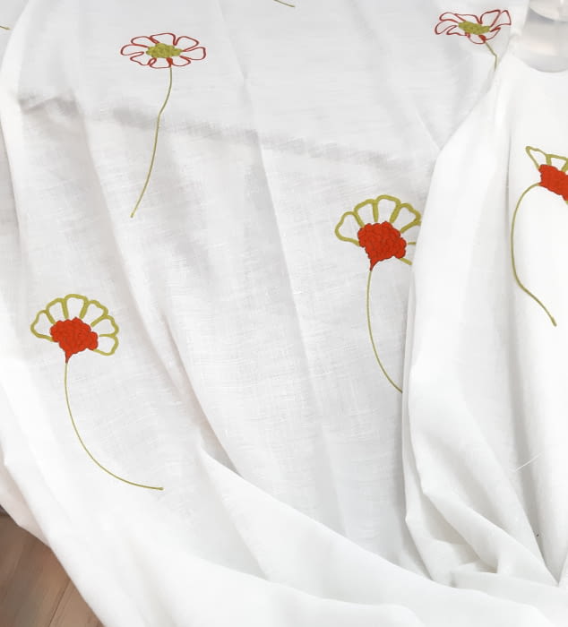 Tela Visillo lino girasoles OFERTA DEL MES! - 3