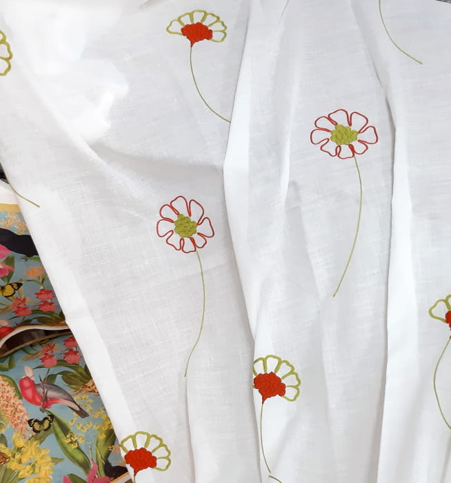 Tela Visillo lino girasoles OFERTA DEL MES! - 4