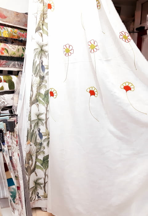 Tela Visillo lino girasoles OFERTA DEL MES! - 5