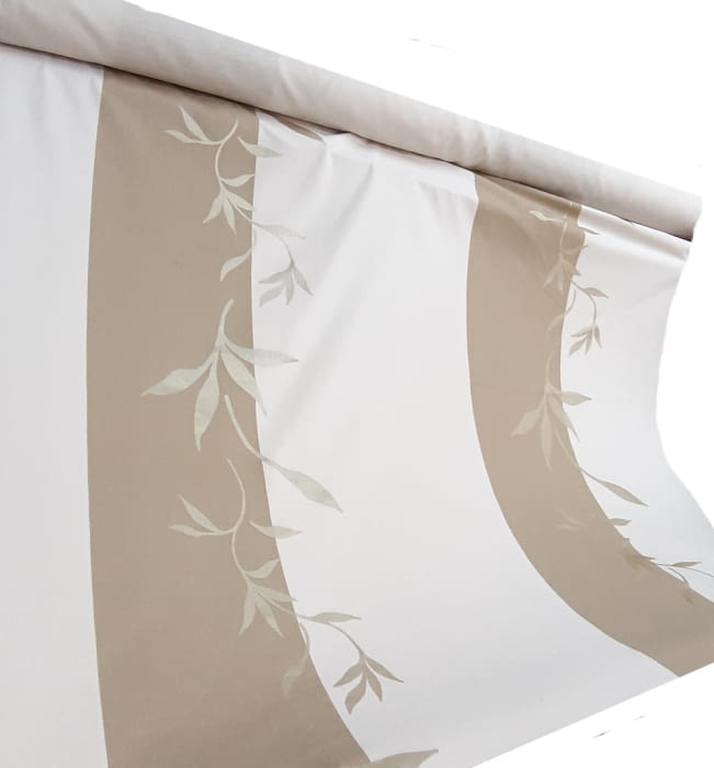 Tela rayas hojas serigrafiada doradas 150 - 3