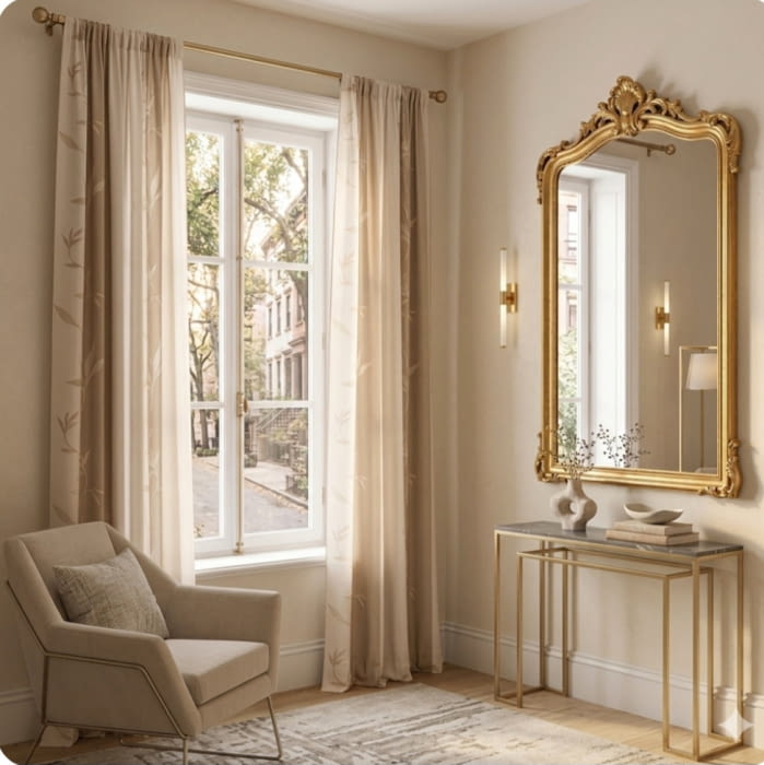 Tela rayas hojas serigrafiada doradas 150 - 4