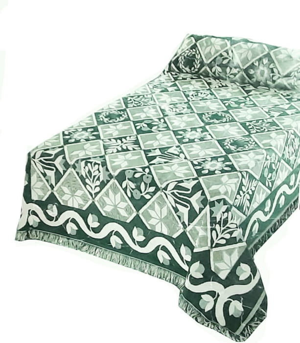 Colcha tejida verde 180 x 260 - 5