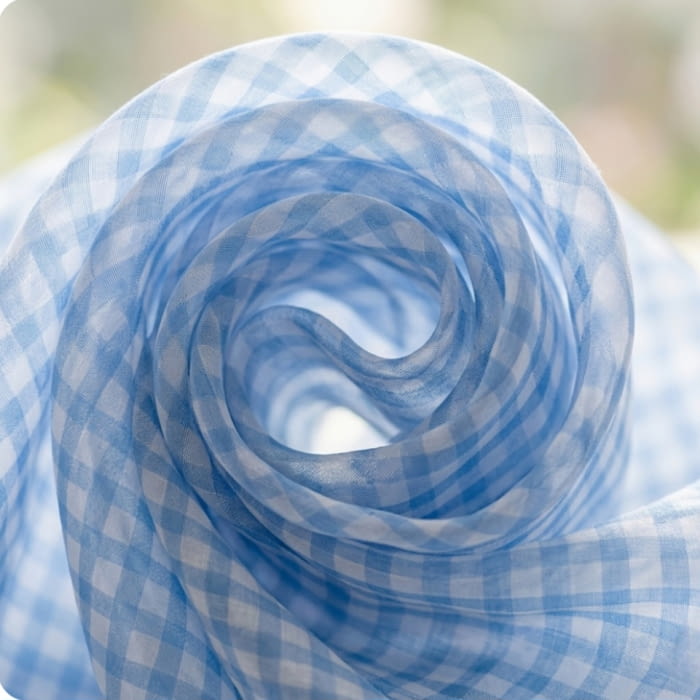 Tela Visillo voile cuadritos azules
