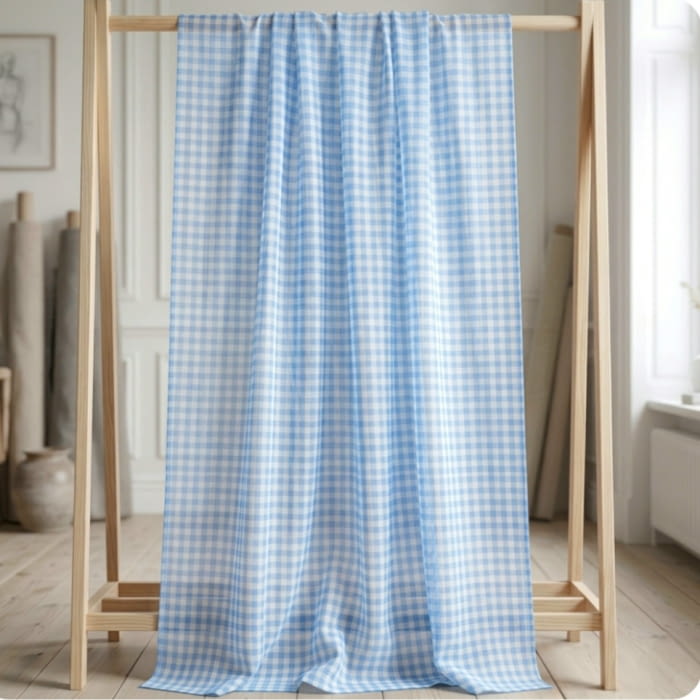 Retal Visillo voile cuadritos azules - 2