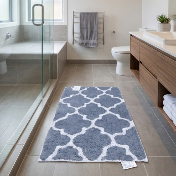 Alfombra baño rombos gris 50 x 80 - 2