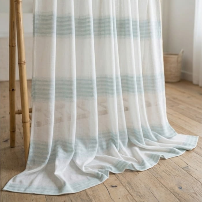 Tela visillo rayas azules verdosas 300