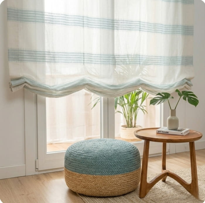 Tela visillo rayas azules verdosas 300 - 3