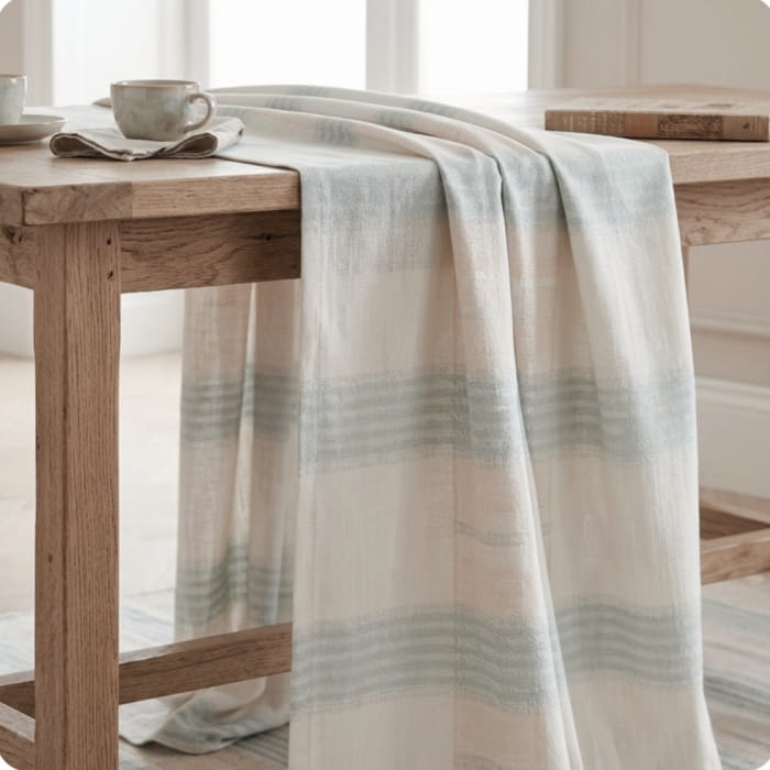 Tela visillo rayas azules verdosas 300 - 4