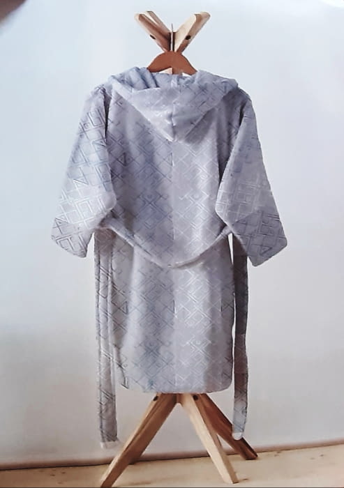 Albornoz terciopelo gris capucha L - 1