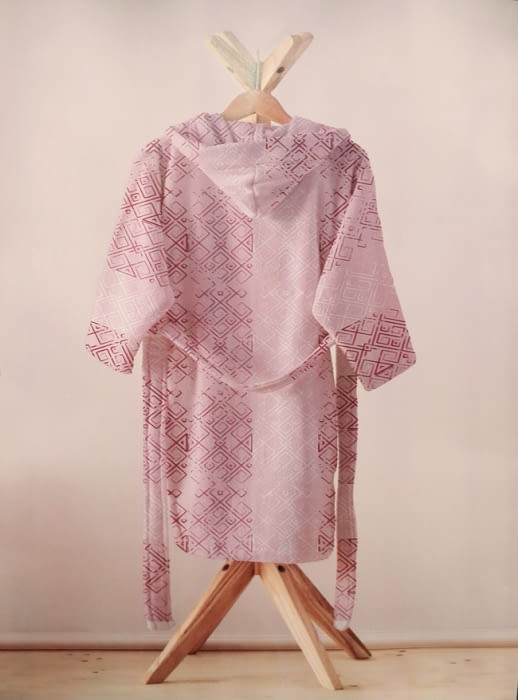 Albornoces terciopelo rosa geométrico L