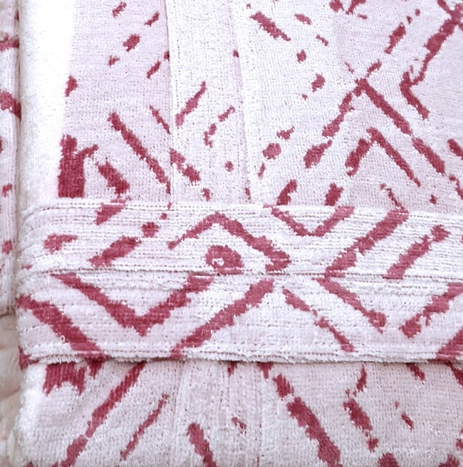 Albornoces terciopelo rosa geométrico L - 1