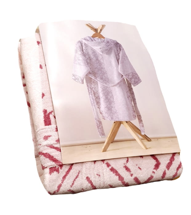 Albornoces terciopelo rosa geométrico L - 3