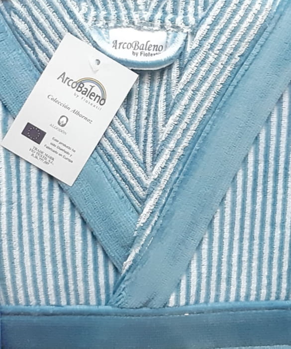 Albornoz terciopelo rayitas azules - 1