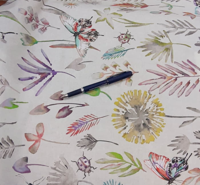 Tela resinada lino flores 140 - 1