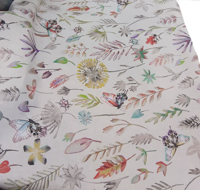 Tela resinada lino flores 140 - 2