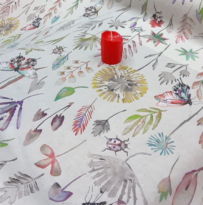 Tela resinada lino flores 140 - 5