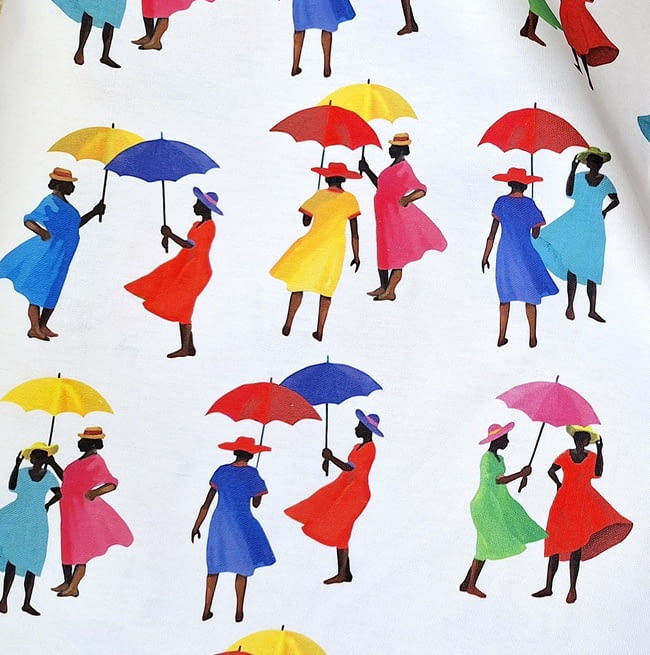 Tela mujeres y paraguas 280