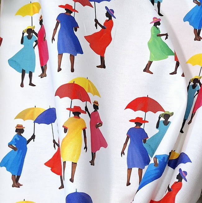 Tela mujeres y paraguas 280 - 2