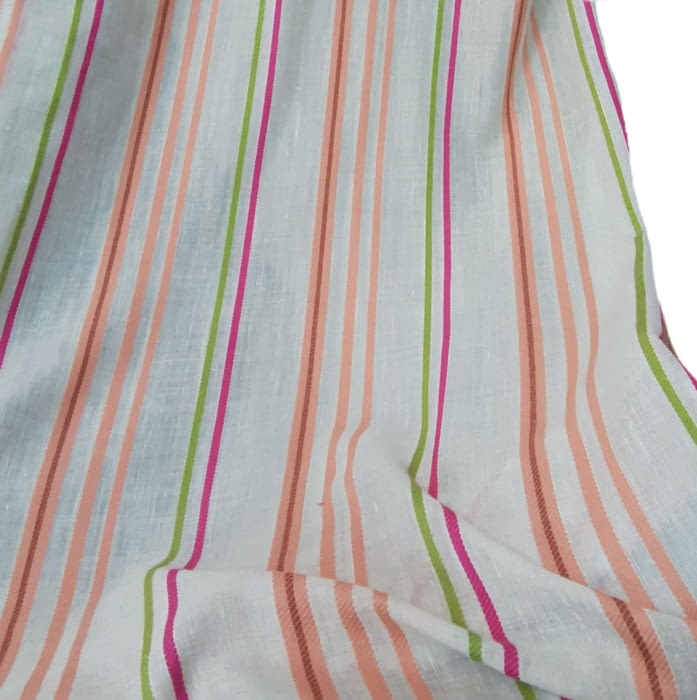 Tela Visillo lino rayitas de colores - 4