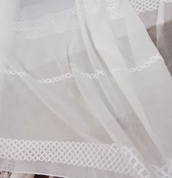 Tela visillo rayas bordadas horizontales - 1