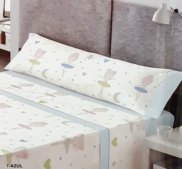 Juego sábanas azul bailarinas: cama 80 - 1