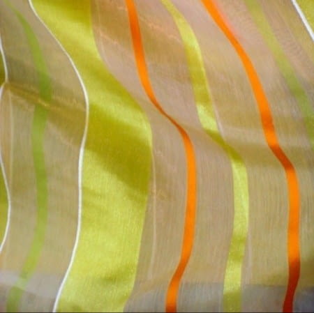 Retal Visillo organza y seda verde y naranja - 4