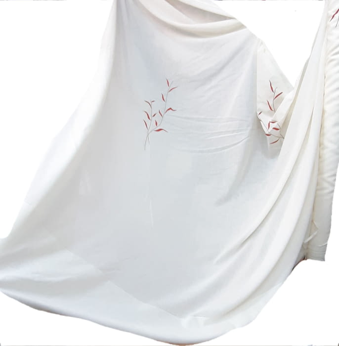 Tela visillo bordado flor teja