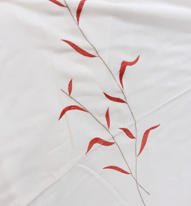 Tela visillo bordado flor teja - 2