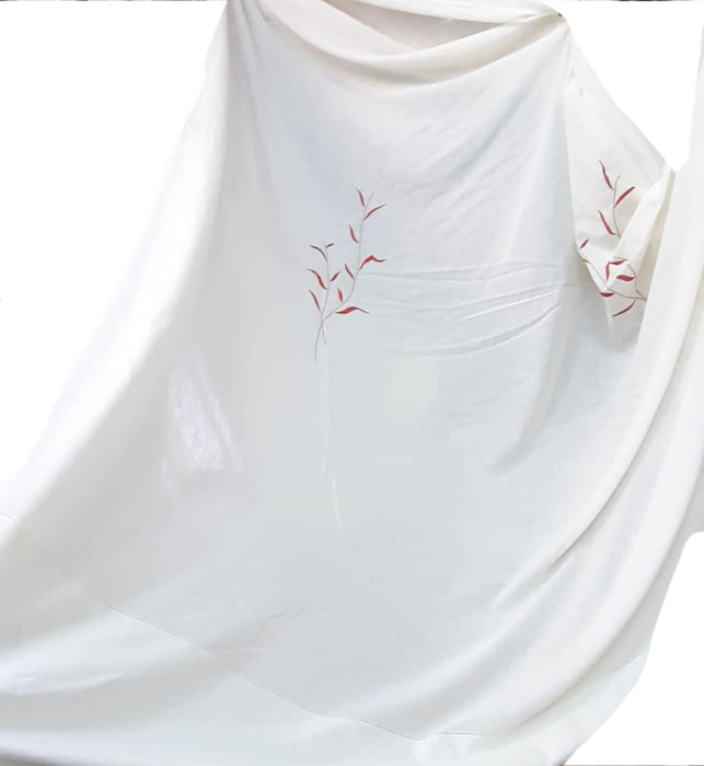 Tela visillo bordado flor teja - 3