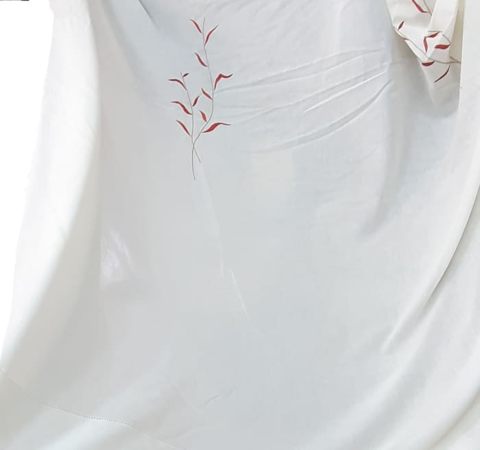 Tela visillo bordado flor teja - 5