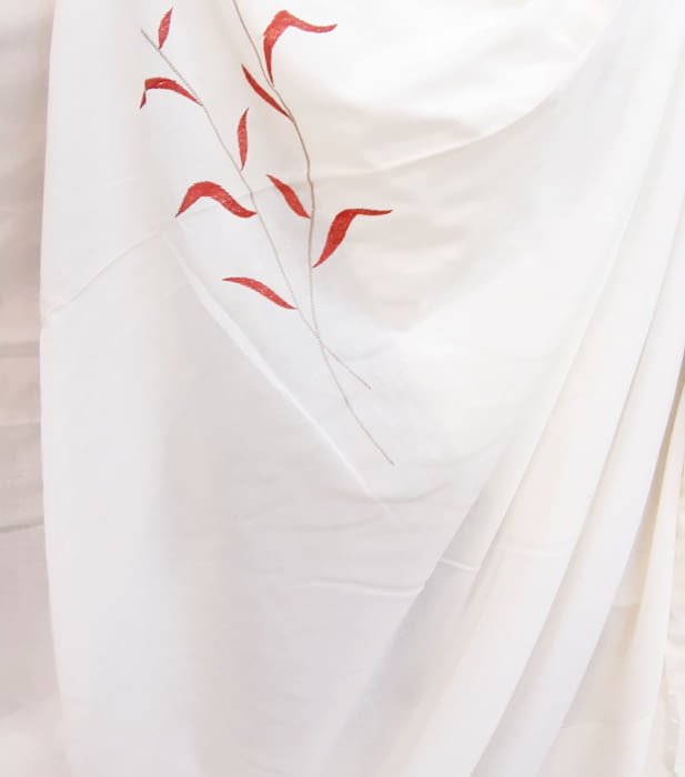 Tela visillo bordado flor teja - 8