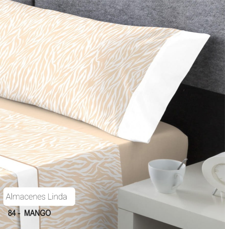 Juego de sábanas cebra amarillas. Cama: 150