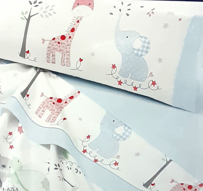 Juego de sábanas infantil azul. Cama: 105 - 2