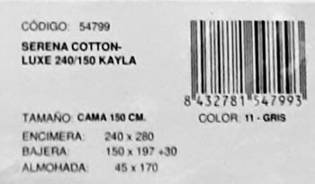 Sabanas algodón 100% espiga gris. Cama 150 - 2