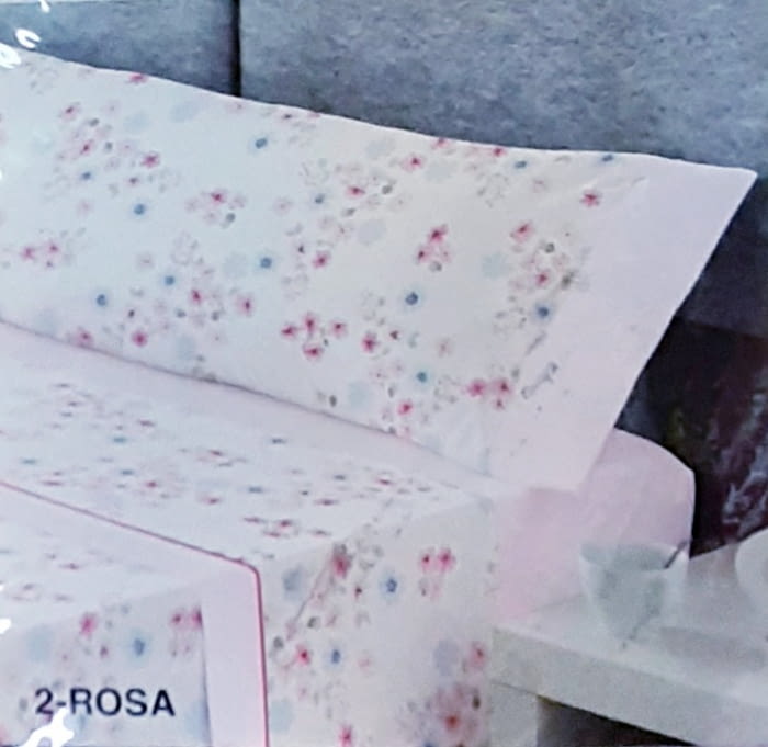 Juego de sábanas rosa flores. Cama 150 - 2