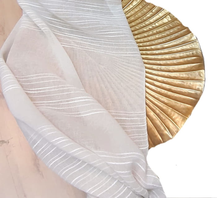 Tela visillo rayas horizontales color beige 300 - 3