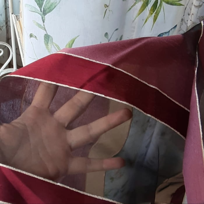 Tela Visillo organza negra granate - 5