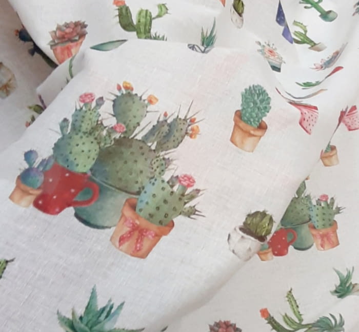 Tela visillo translúcido cactus verde 300 - 5