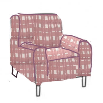 Funda de sillón cuadros beige y rosa. 1 plaza - 1