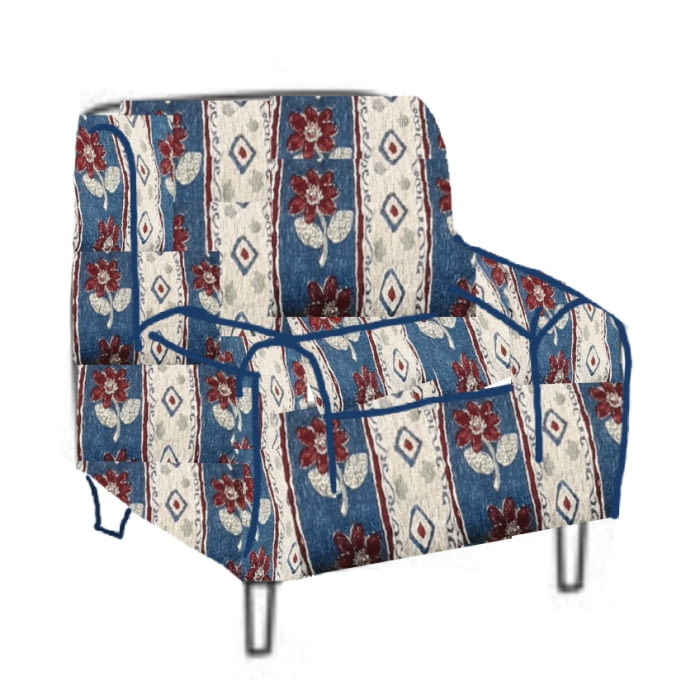 Funda de sillón rayas azul beige. 1 plaza - 2