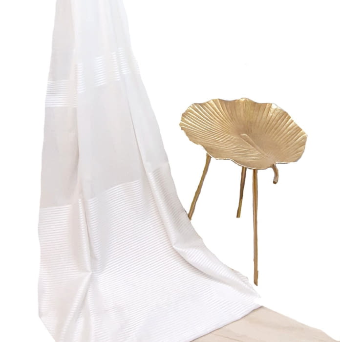 Tela visillo bajo rayas blancas brillo 300