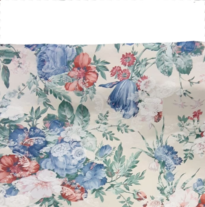 Tela raso jakard crudo flores azules 140 - 4